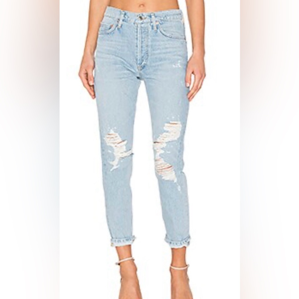 AGOLDE Denim Jamie High Rise Classic Jeans Ever More Wash Distressed Size 26